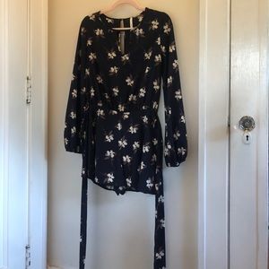 Navy floral backless romper